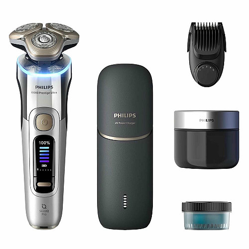 Бритва электр. Philips Series i9000 Prestige Ultra, бритв.головка-3, Li-Ion, сух.+влажн., индикатор заряда, жесткий чехол, хром