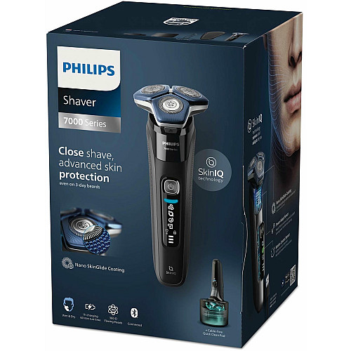 Бритва электр. Philips роторная Series 7000 SkinIQ, бритв.головок-4, Li-Ion, сух.+влажн., индикатор заряда, триммер, чехол, черный