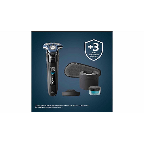 Бритва электр. Philips роторная Series 7000, бритв.головок-3, Li-Ion, сух.+влажн., триммер,индикатор заряда, жесткий чехол, синий