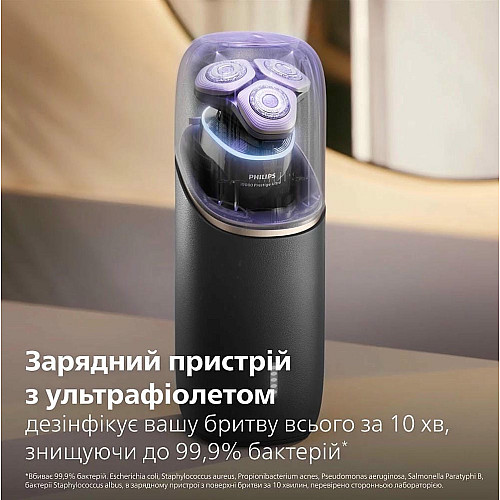 Бритва электр. Philips Series i9000 Prestige Ultra, бритв.головка-3, Li-Ion, сух.+влажн., индикатор заряда, жесткий чехол, хром