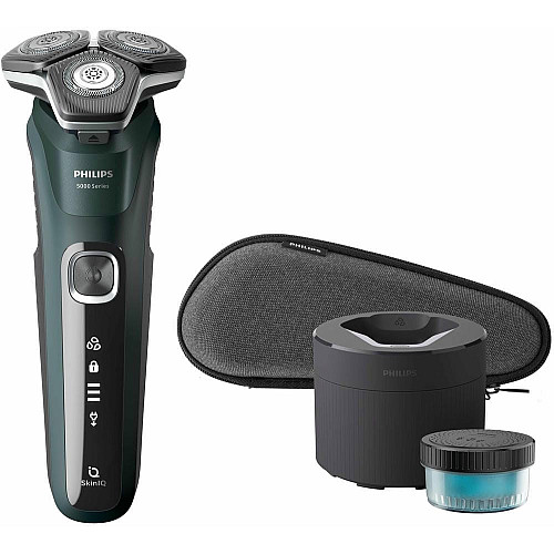 Бритва электр. Philips роторная Series 5000, 9Вт, бритв.головок-3, Li-Ion, сух.+влажн., триммер, черно-зеленый