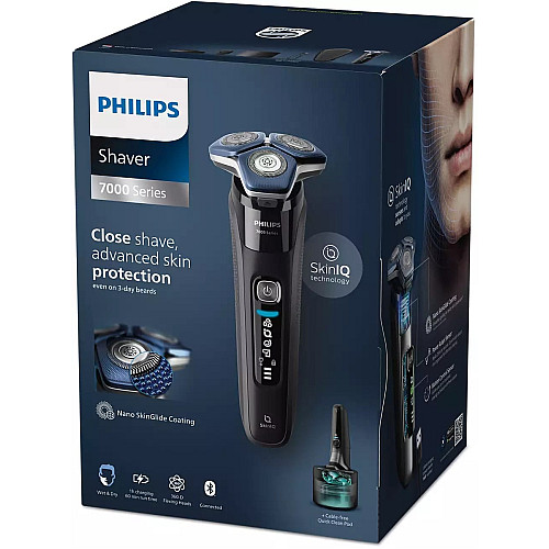 Бритва электр. Philips роторная Series 7000, бритв.головок-3, Li-Ion, сух.+влажн., триммер, черный