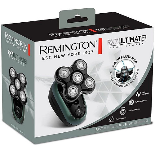 Бритва электр. для головы Remington роторная Ultimate Series RX7, бритв.головок-5, Li-Ion, сух.+влажн., триммер, черно-зеленый