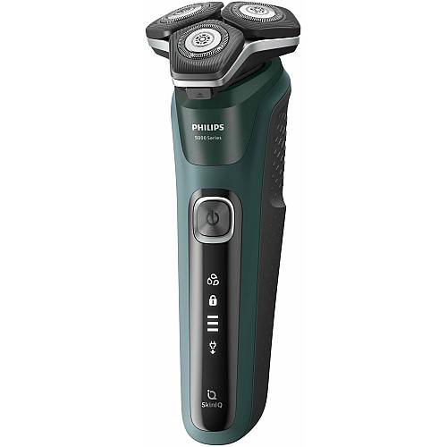Бритва электр. Philips роторная Series 5000, 9Вт, бритв.головок-3, Li-Ion, сух.+влажн., триммер, черно-зеленый