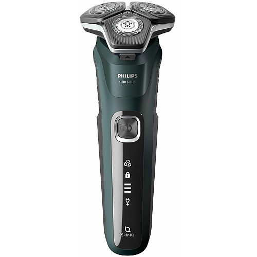 Бритва электр. Philips роторная Series 5000, 9Вт, бритв.головок-3, Li-Ion, сух.+влажн., триммер, черно-зеленый