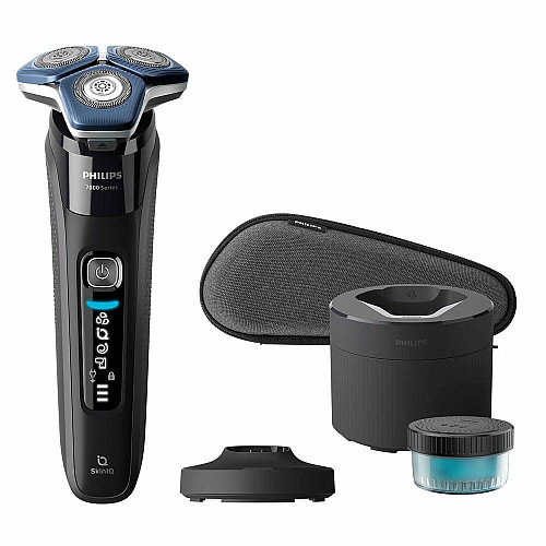 Бритва электр. Philips роторная Series 7000 SkinIQ, бритв.головок-4, Li-Ion, сух.+влажн., индикатор заряда, триммер, чехол, черный