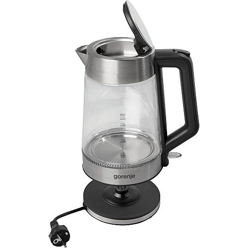 Електрочайник Gorenje 1.7л, 2,200 Вт, strix контроль, скло, нерж