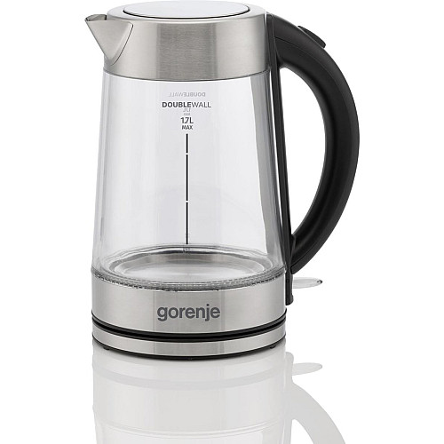 Електрочайник Gorenje 1.7л, 2,200 Вт, strix контроль, скло, нерж