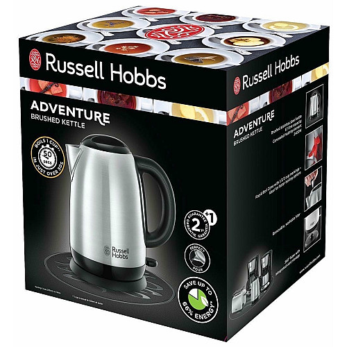 Электрочайник Russell Hobbs Adventure 1.7л, металл, серебристо-черный