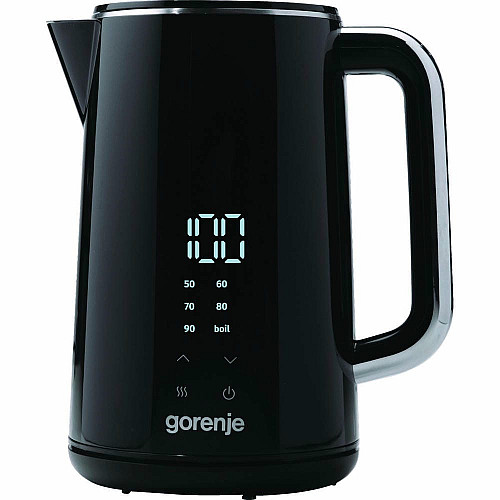 Электрочайник Gorenje 1.7л, двойные стенки, LED дисплей, Strix контроль, черный