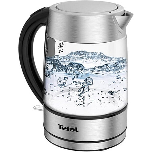 Электрочайник Tefal Glass Kettle 1.7л, стекло, с подсветкой, серебристо-черный