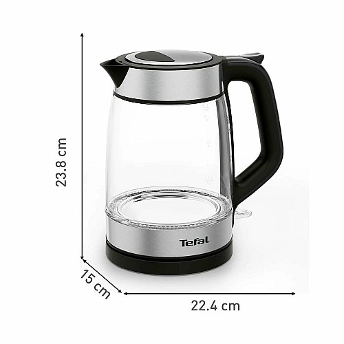 Электрочайник Tefal Glass Kettle 1.7л, стекло, с подсветкой, черно-серебряный