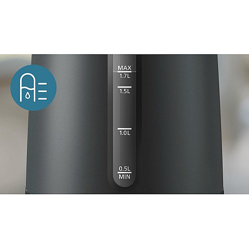 Електрочайник Philips Series 1000, 1,7л., Strix, пластик, мат, чорний