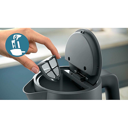 Електрочайник Philips Series 1000, 1,7л., Strix, пластик, мат, чорний