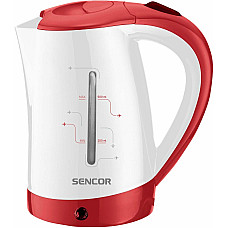 Електрочайник Sencor 0.5л, Strix, пластик, в комплекті 2 склянки + 2ложки, біло-червоний