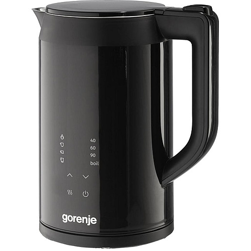 Электрочайник Gorenje 1.7л, двойные стенки, LED дисплей, Strix контроль, черный