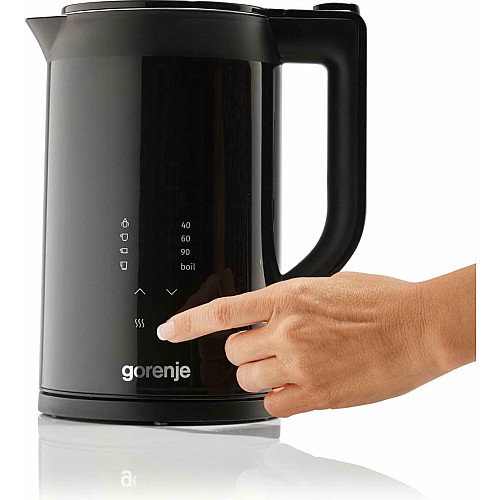 Электрочайник Gorenje 1.7л, двойные стенки, LED дисплей, Strix контроль, черный