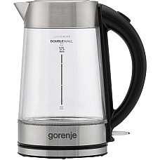 Електрочайник Gorenje 1.7л, 2,200 Вт, strix контроль, скло, нерж