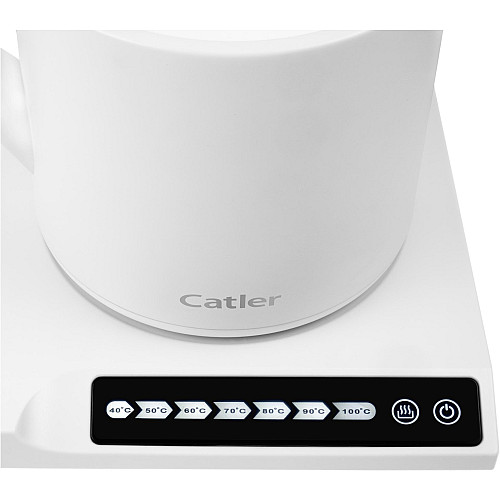 Електрочайник Catler 0.6л, Strix, заварник, нерж. сталь, підтримка температури, сенс. керув., білий