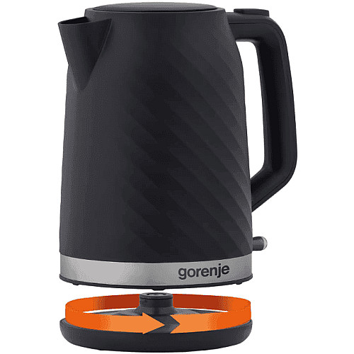 Електрочайник Gorenje 1.7л, Strix контроль, чорний матовий