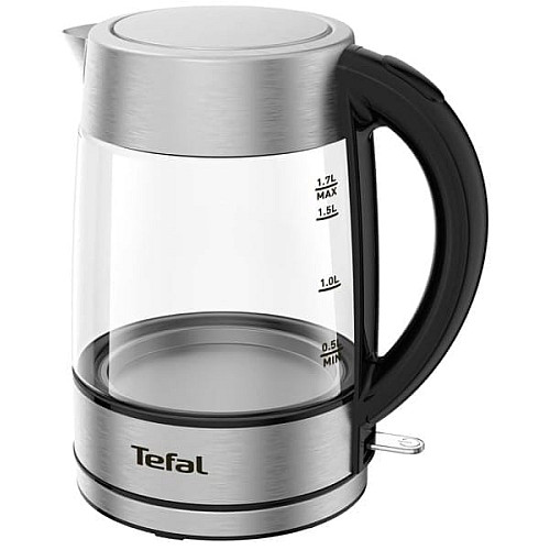 Электрочайник Tefal Glass Kettle 1.7л, стекло, с подсветкой, серебристо-черный