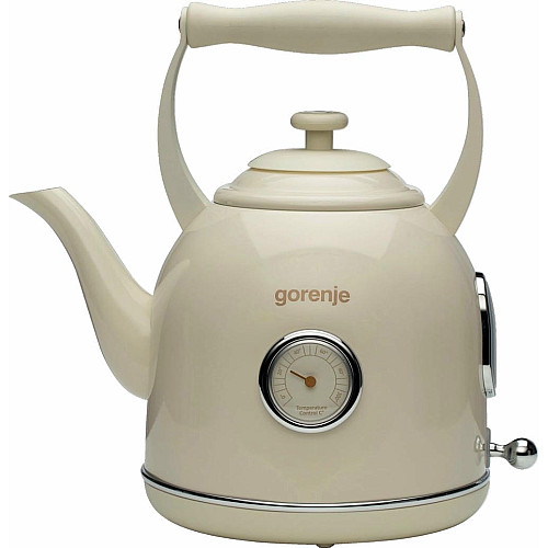 Электрочайник Gorenje 1.7л, 2200Вт, strix контроль, пластик/металл, бежевый