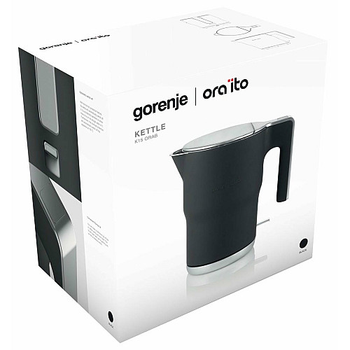 Электрочайник Gorenje 1.5л, с двойными стенками, черный матовый