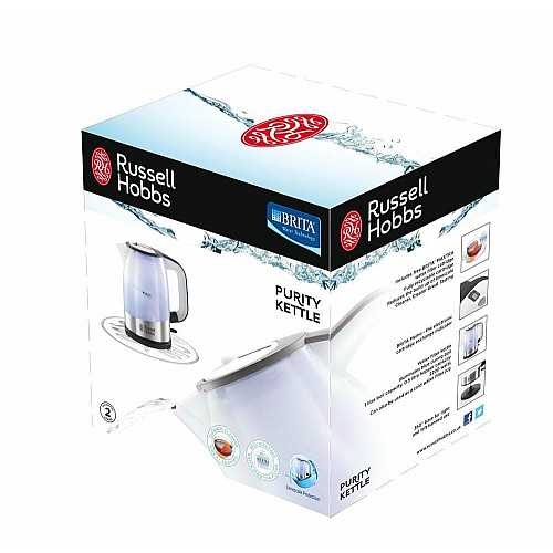 Электрочайник Russell Hobbs Purity 1л, стекло, с фильтром Brita, серебристо-черный