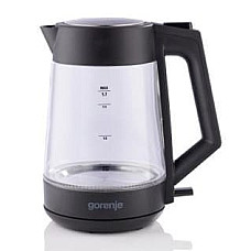 Електрочайник Gorenje 1.7л, 2,200 Вт, strix контроль, скло, чорний