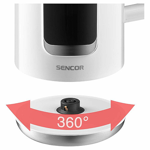 Электрочайник Sencor 1.7л, Strix, LED дисплей, двойные стенки, смысл. управление, белый