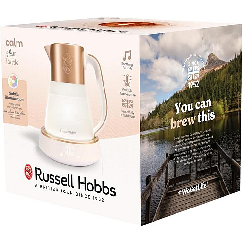 Електрочайник Russell Hobbs Calm, 1.7л, скло, біло-мідний