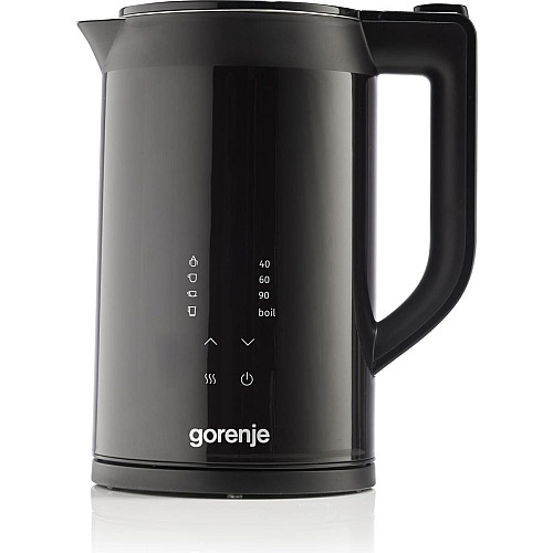 Электрочайник Gorenje 1.7л, двойные стенки, LED дисплей, Strix контроль, черный