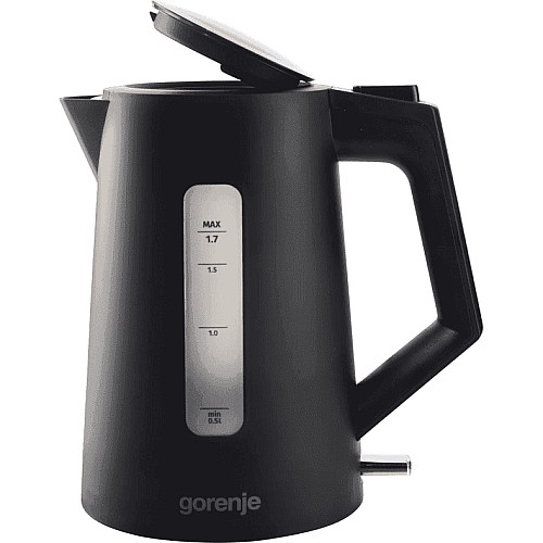 Електрочайник Gorenje 1.7л, Strix контроль, чорний матовий