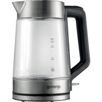 Електрочайник Gorenje 1.7л, 2,200 Вт, strix контроль, скло, нерж