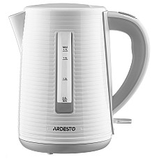 Електрочайник ARDESTO White stripes 1.7л, Strix, пластик, біло-сірий