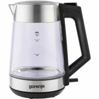 Электрочайник Gorenje 1.7л, 2,200 Вт, strix контроль, стекло, нерж