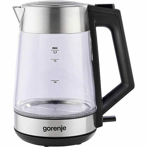 Електрочайник Gorenje 1.7л, 2,200 Вт, strix контроль, скло, нерж