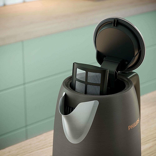 Электрочайник Philips Viva Collection 1.7л, Strix, металл, черно-медный