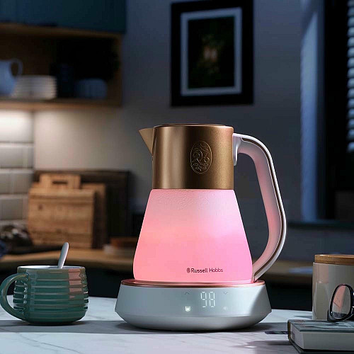 Електрочайник Russell Hobbs Calm, 1.7л, скло, біло-мідний