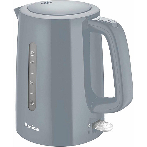 Електрочайник Amica 1.7л, пластик, сірий