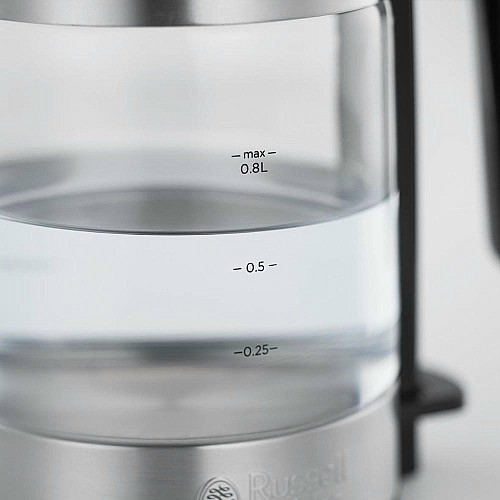 Электрочайник Russell Hobbs Compact Home 0.8л, стекло, подсветка, серебристо-черный