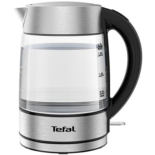 Электрочайник Tefal Glass Kettle 1.7л, стекло, с подсветкой, серебристо-черный