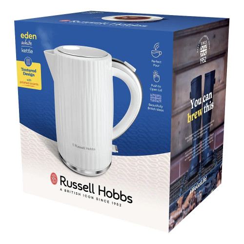 Електрочайник Russell Hobbs Eden, 1.7л, нержавіюча сталь, пластик, білий