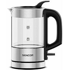 Електрочайник Sencor 0.5л, Strix, пластик, в комплекті 2 склянки + 2 ложки, скло, нерж. сталь