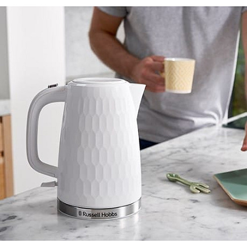 Електрочайник Russell Hobbs Honeycomb 1.7л, пластик, білий