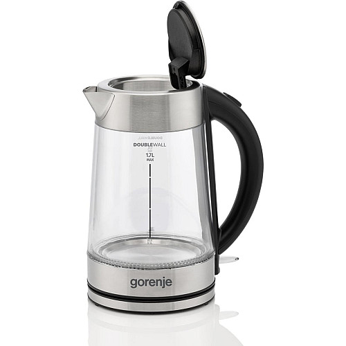 Електрочайник Gorenje 1.7л, 2,200 Вт, strix контроль, скло, нерж