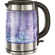 Електрочайник Russell Hobbs Glass, 1.7л, скло, підсвічування, сріблясто-чорний