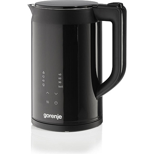 Электрочайник Gorenje 1.7л, двойные стенки, LED дисплей, Strix контроль, черный
