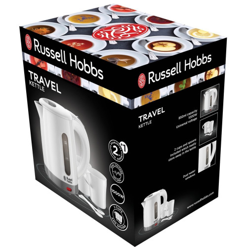 Електрочайник Russell Hobbs Travel 0.85л, пластик, білий
