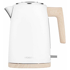 Електрочайник ARDESTO Wood Modern, 1.7л, метал, мат, Strix, білий